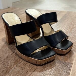 Jessica Simpson Black and Brown Platform Sandal Heels